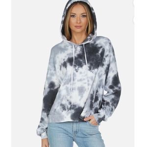 NWT Michael Lauren Charcoal & Silver Tie Dye Hoodie